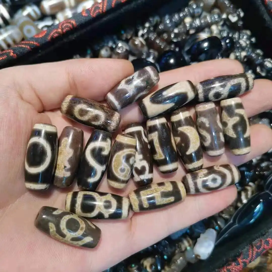 

Бусина Дзи из натурального агата, 3 шт./лот