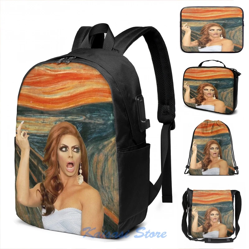 Забавный рюкзак с графическим принтом Alyssa In The Cry USB зарядкой мужские школьные