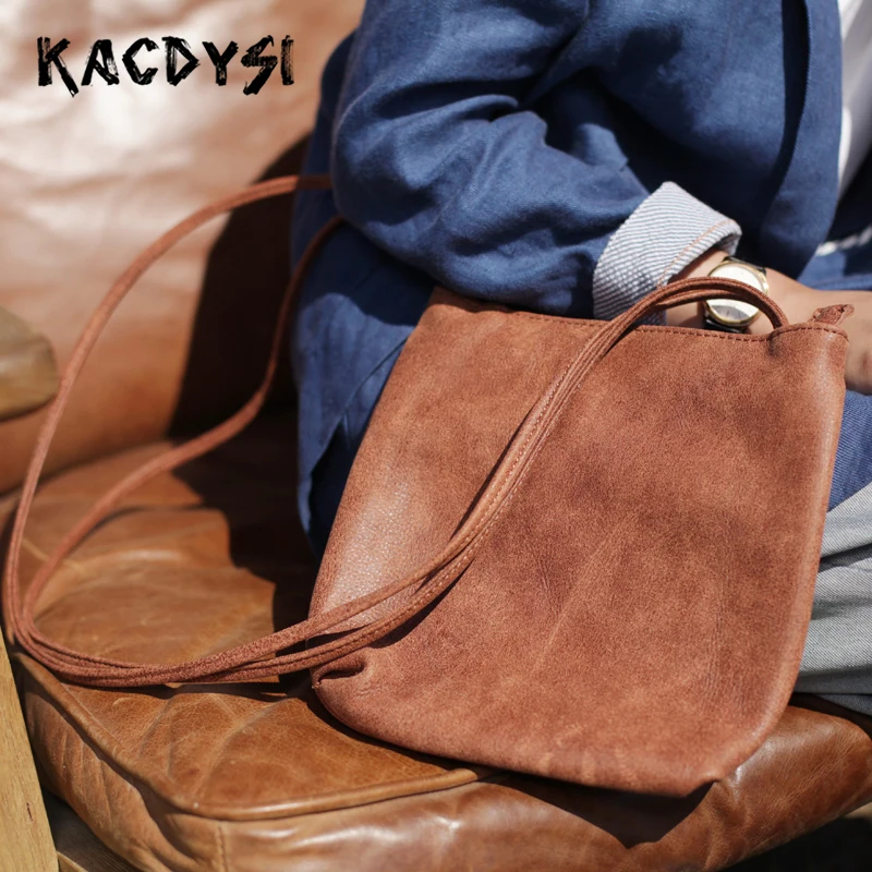 Натуральная коровья кожа оригинальная Маленькая женская сумка-мессенджер Ретро