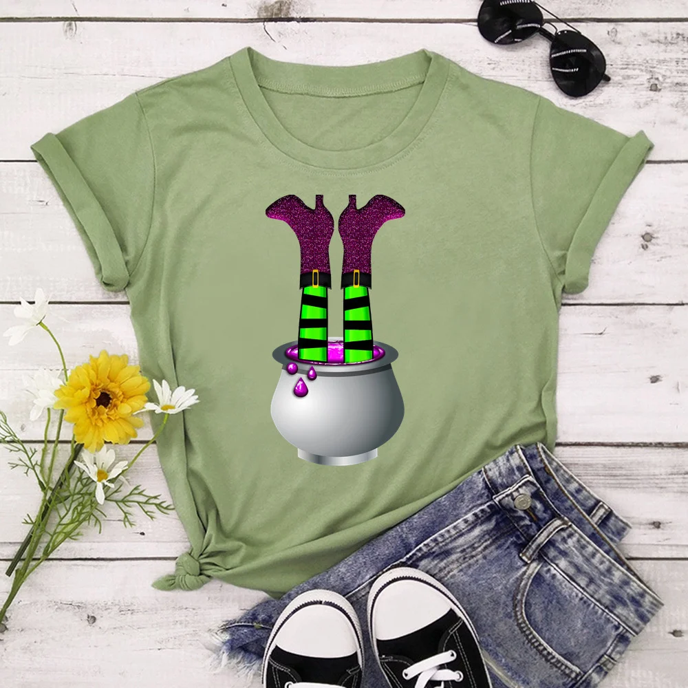 

Halloween witch Women's T-shirt T-shirt short sleeve print casual women's clothing tops graphic T-shirt women TX9141