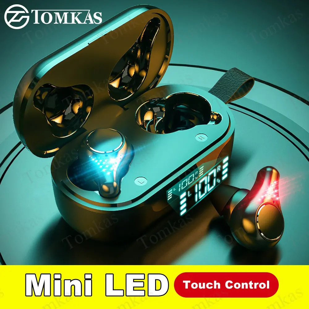 Беспроводные Bluetooth наушники мини TWS светодиодный спортивные водонепроницаемая