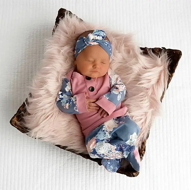 Одежда для новорожденных девочек от 0 до 24 месяцев 3 предмета комбинезон