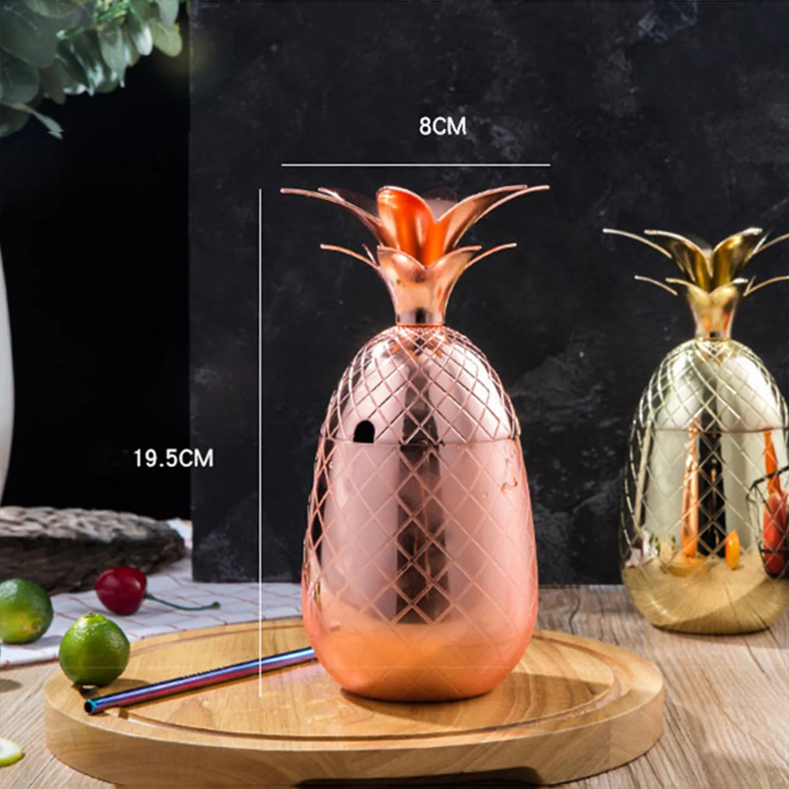 

Creative Pineapple Cocktail Glass Moscow Mule Stainless Steel Pineapple Cup Metal Coppers Cup Modulation Cocktail Glass 600ml