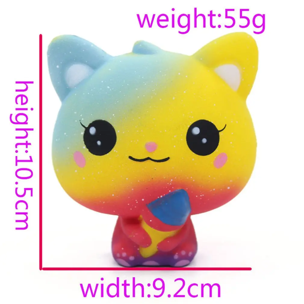 

New Yellow Ice Cream Cat Kitty Squishy Slow Rising Cute Jumbo Strap Soft Squeeze ScentedJumbo Kawaii Ice Cream Cat Squishy PU