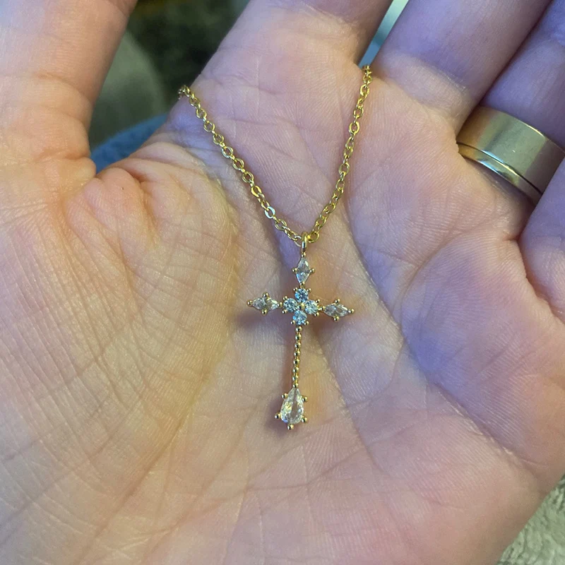 Хрустальный крест ожерелье классические ожерелья для женщин цепочка из