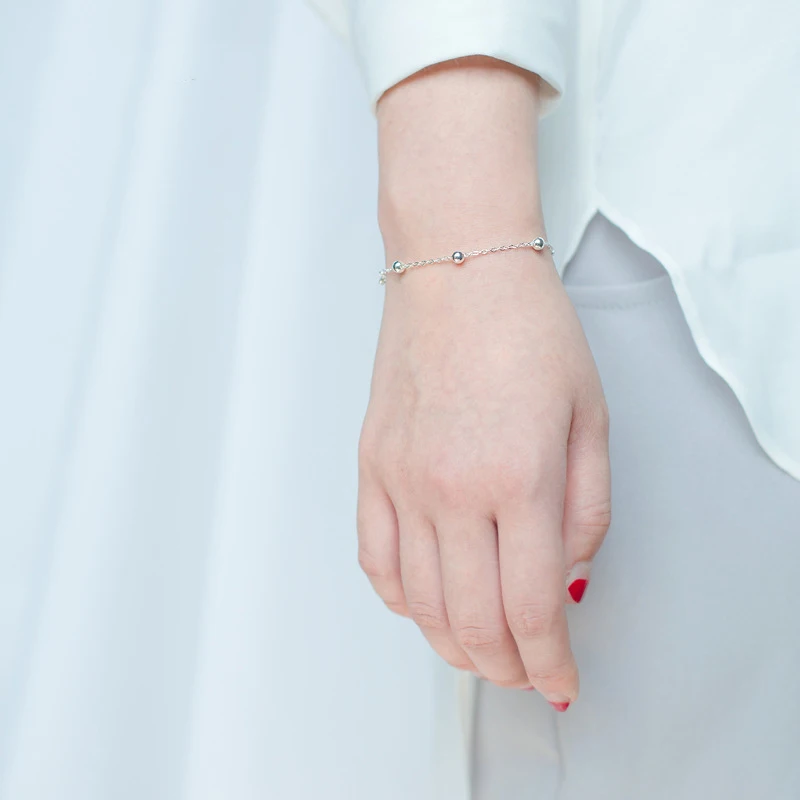 Женский романтичный браслет с бусинами Trustdavis из 100% стерлингового серебра 925