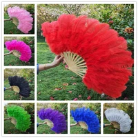 15 bone ostrich feather fan celebration party wedding dance performance props decorative feathers for crafts fan