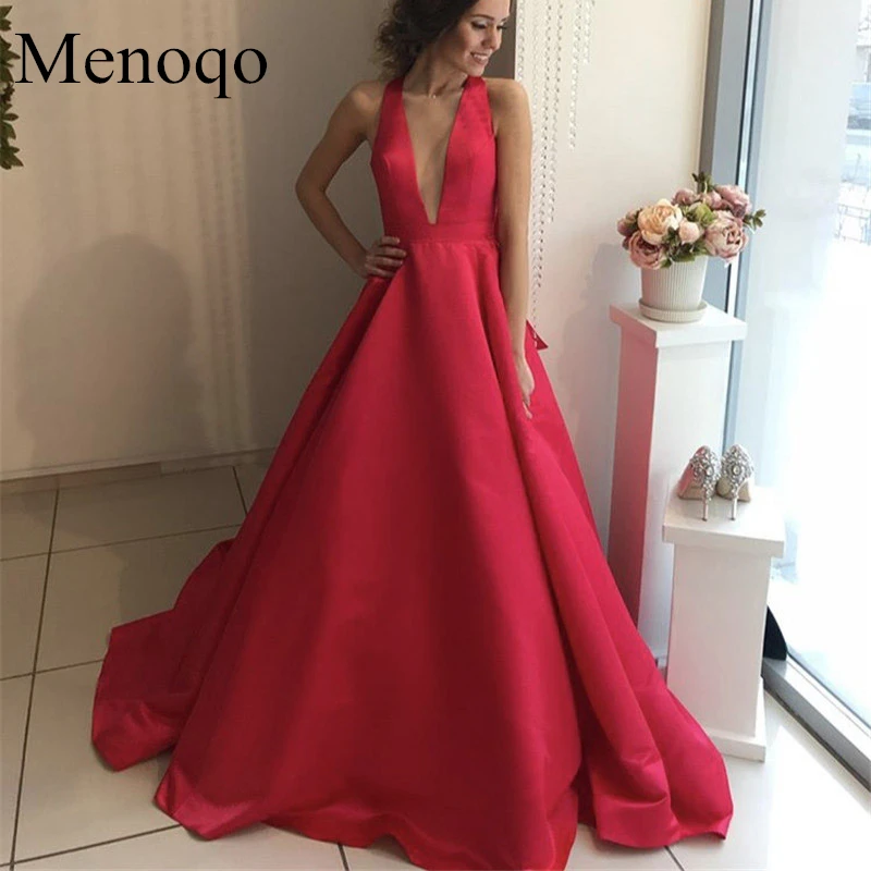 

Женское платье с глубоким V-образным вырезом, красное платье-корсет с бантом на спине, ТРАПЕЦИЕВИДНОЕ формальное платье со шлейфом, весна-ле...