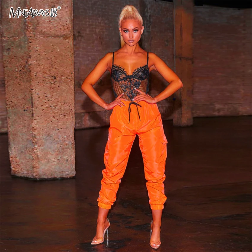 Женские брюки на шнурке Mnealways18 повседневные Черные Брюки-джоггеры с высокой