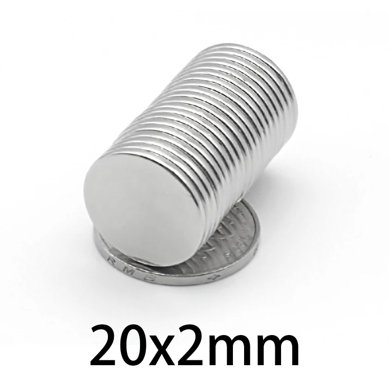 

Мощный магнит NdFeB N35, 10-300 шт., 20*2 мм, сильный постоянный редкоземельный магнит, диск 20x2 мм, круглый лист