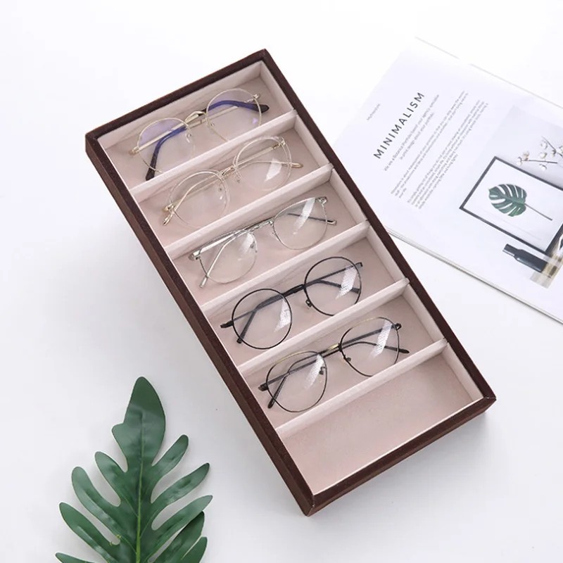 hot selling linenvelvet 6grids sunglasses display box jewelery display packaging props jewellery organizer tray fashionpacking free global shipping