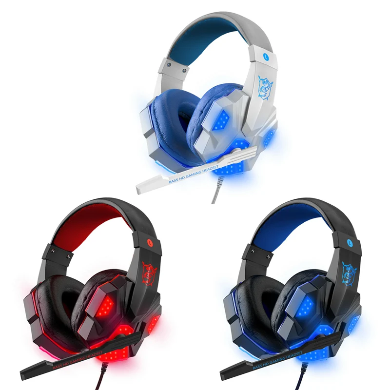 

Gaming Headset 3.5mm USB Wired LED Headphone Stereo with Mic For PC