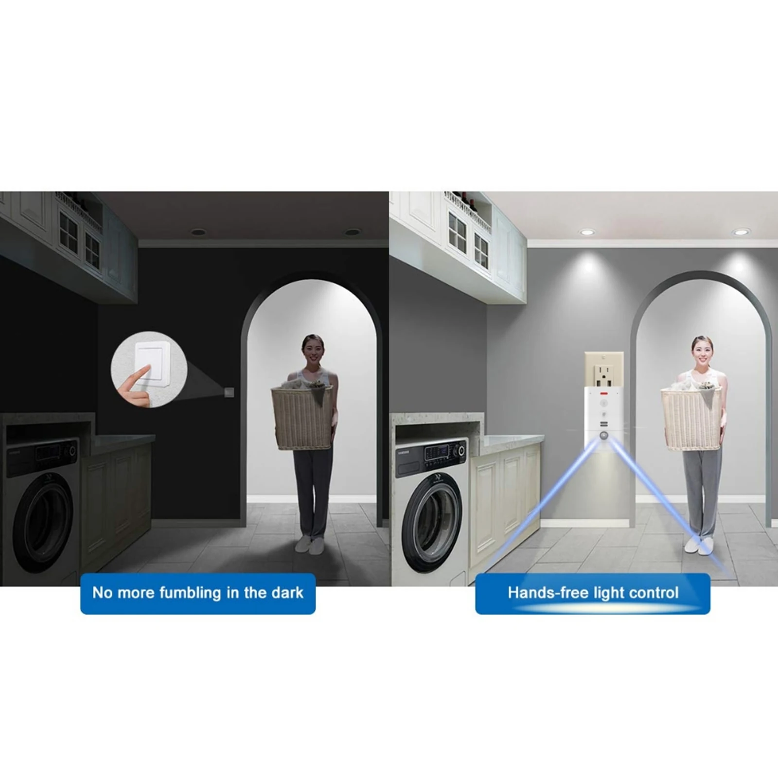 

Smart Night Light Motion Sensor Compatible With Echo Flex, 2 In 1 Multifunction WiFi Enabled APP Remote Control RGB Nightlight