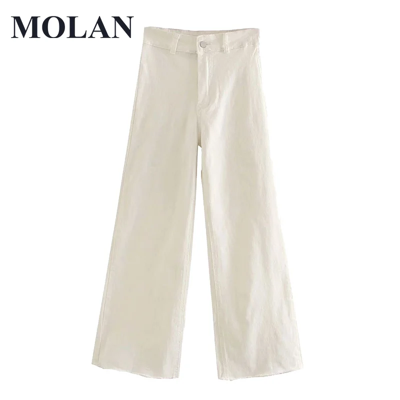 

MOLAN Women Jeans Pants Chic Fashion High Waist Straight Vintage Zipper Fly Pockets Female Ankle Trousers Pantalones