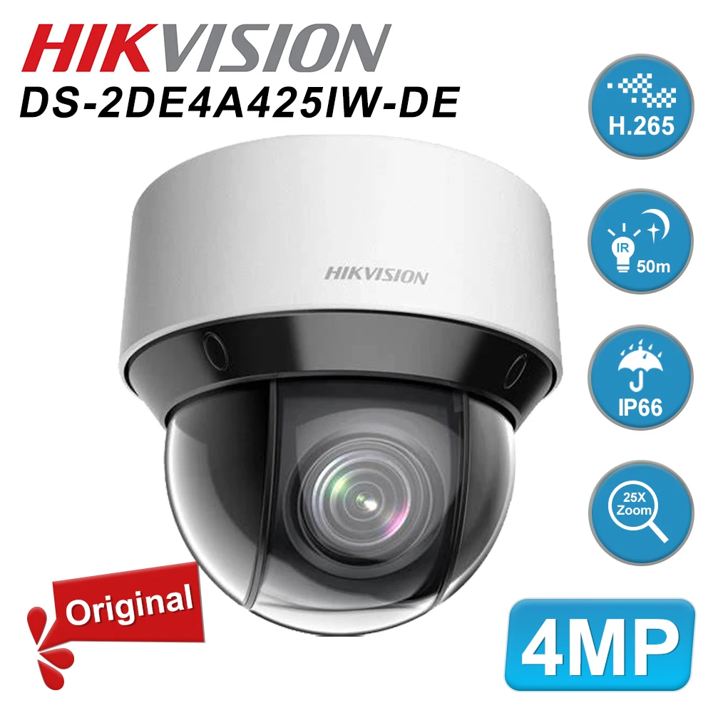 

Hikvision DS-2DE4A425IW-DE 4-inch 4 MP PTZ POE IP Camera with 25X Zoom Powered by DarkFighter Network Speed Dome Camera H.265