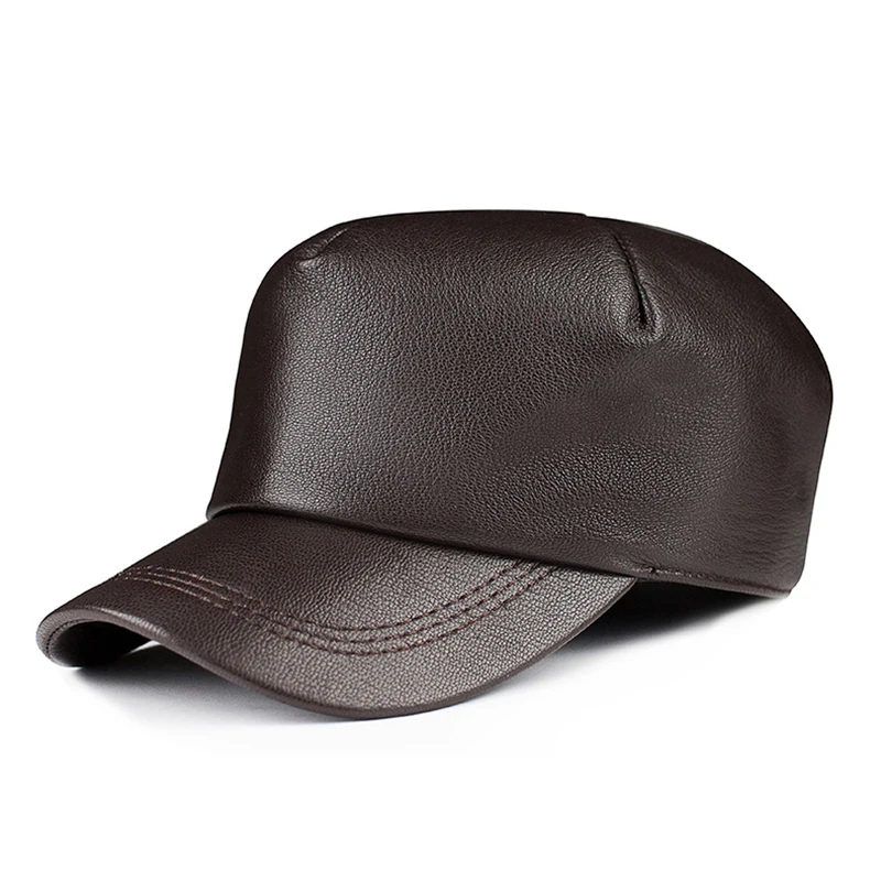 

Spring Genuine Sheepskin Leather Rider Style Newsboy Real Leather Fashion Army Cap Box Hat Cadet Visor Women Men's Baseball Hats
