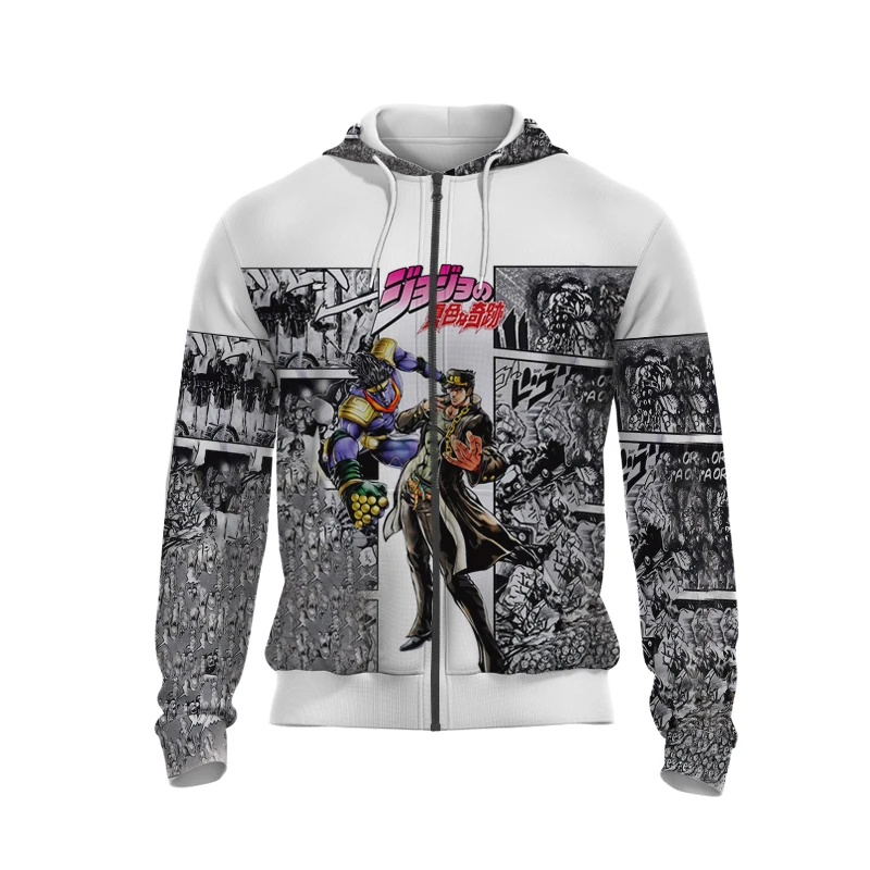 

JOJO's Bizarre Adventure Mens Hoodies Women 3D Printed Zipper Hoodie Sweatshirts Camise Fashion Clothes Tops Oversized Tracksuit