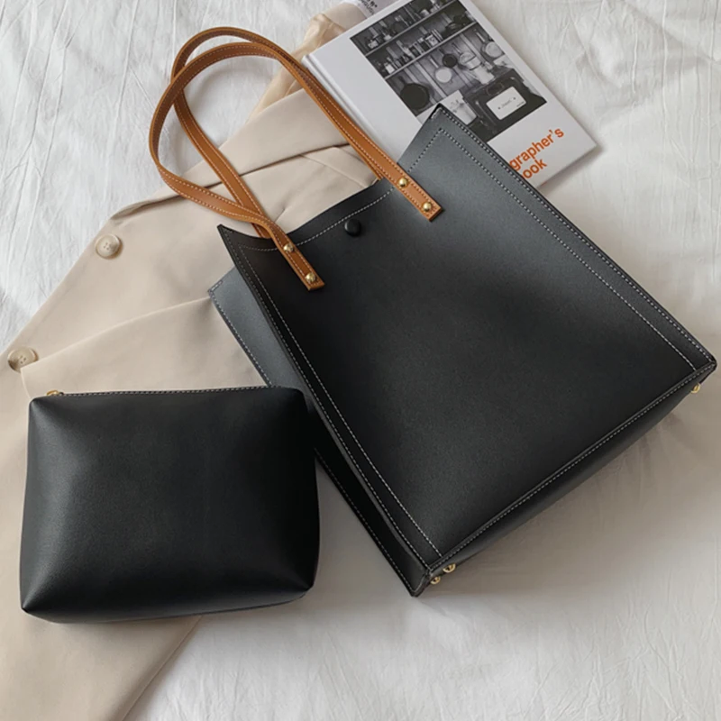 2 комплекта повседневные сумки тоуты из искусственной кожи через плечо для