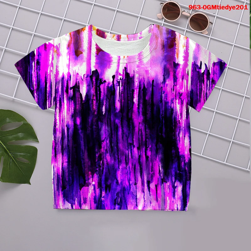 

3D tiedye T Shirt Kids Toddler Anime 2021 Streetwear Short Sleeve Children's T-Shirt tops Tshirt Children Cloth Tops