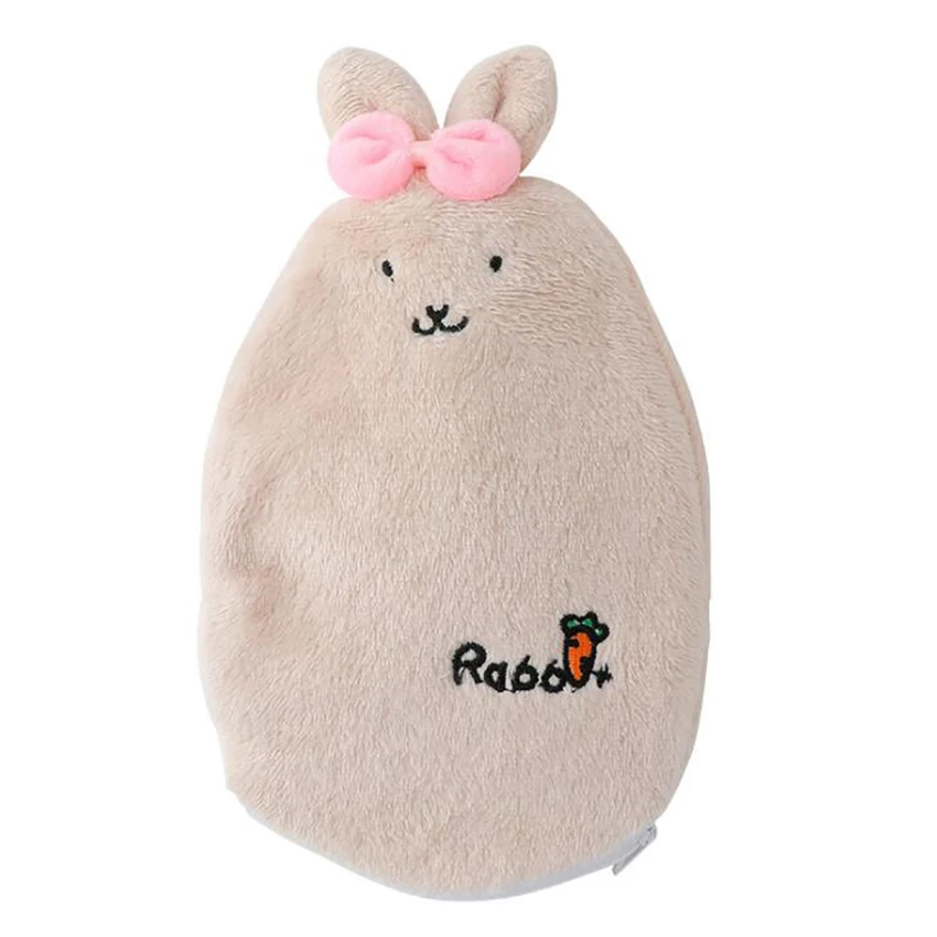 Hot Water Bottle with Zipper Plush Rabbit Cover Hand Warmer Explosion-proof PVC Bag for Pain Relief Heat Therapy | Бытовая техника
