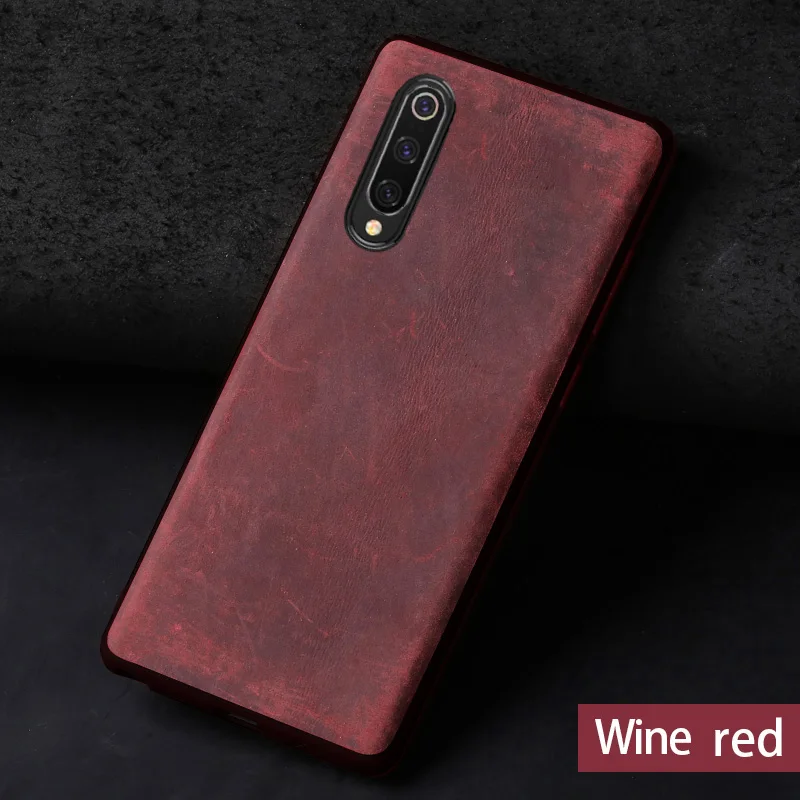 Wine red Чехол для Xiaomi mi 8 9 9se 9T A1 A2 A3 Lite из воловьей кожи для Max 3 mi x 2s 3 Red mi 6 7 7a Red mi Note 5 6 7 Pro Crazy Horse - Цвет: Wine red