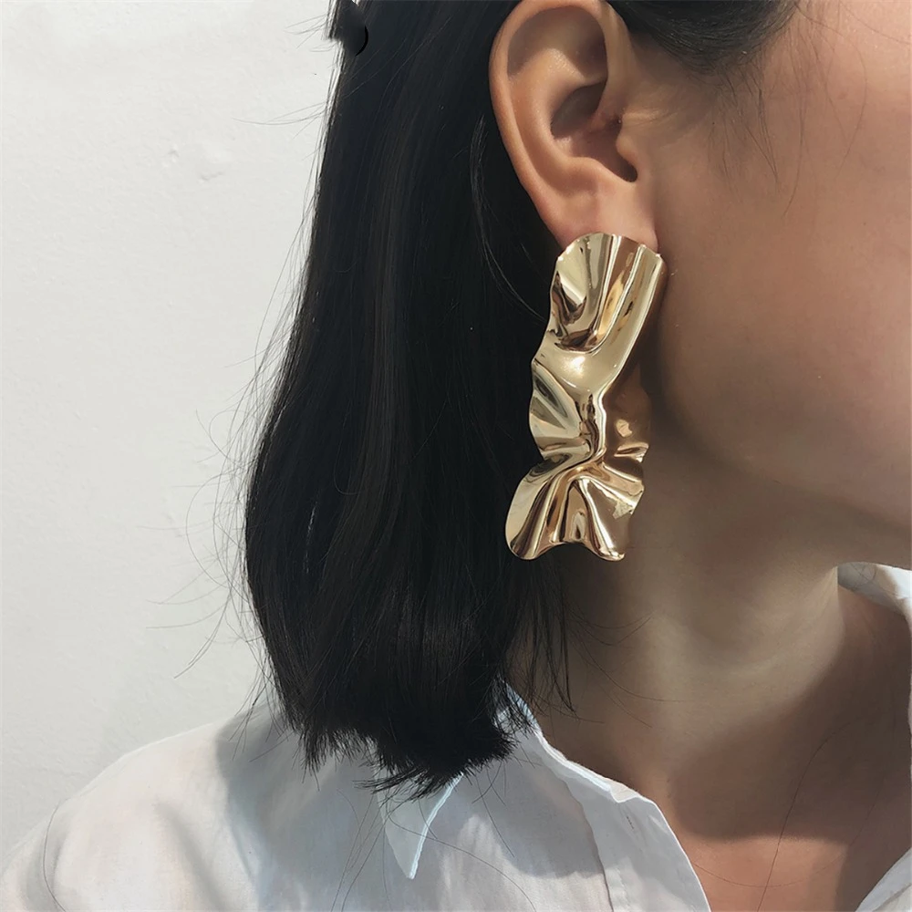 Женские металлические сережки Za эффектные ультрамодные блестящие с квадратным