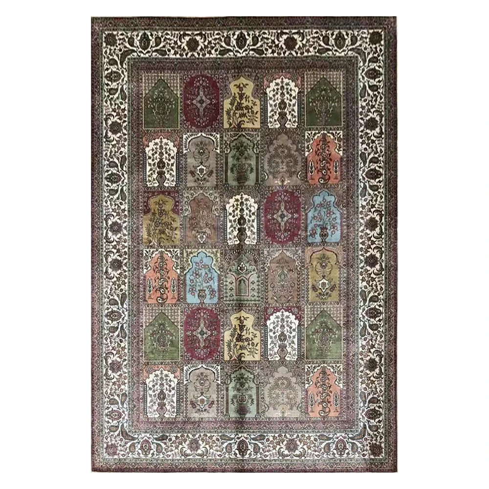 

5.5'x8' Hand Weave Four Seasons Silk Carpet Home Interior Area Rug Oriental Silk Rug