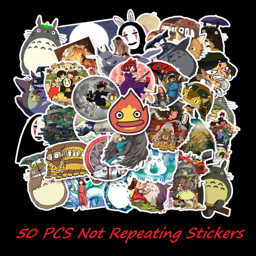 Картинки-наклейки Сказочная анимационная фигурка Тоторо из мультфильма "Унесенные призраками" для детей, наклеиваются на телефон, багаж, автомобиль, ноутбук, украшение.