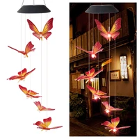 led solar wind chime crystal ball butterfly wind chime light garland waterproof hanging light wedding for home garden decoration