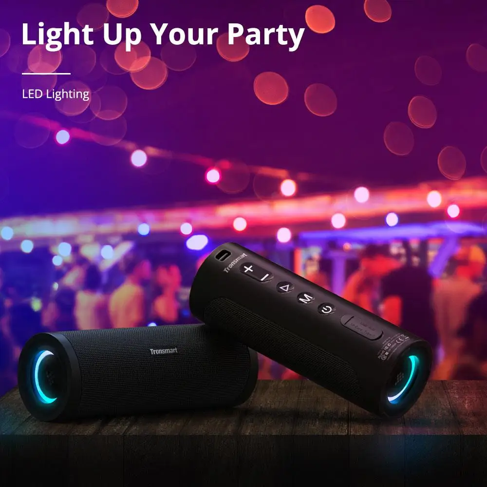 Tronsmart T6 Pro 45W Bluetooth 5.0 Portable Lighting Speaker with Built-in Powerbank IPX6 Waterproof Type-C 24 hours of Playtime |
