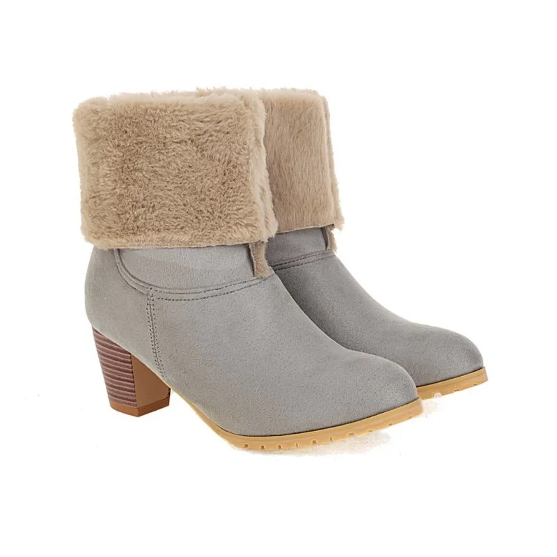 FXYCMMCQ Winter Thick Heel Pointed Mid-tube Boots Women's Warm Shoes L-20