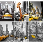 Алмазная картина QIZITENG с пейзажем сделай сам, черно-белая фигурка, квадратнаякруглая мозаика с изображением Нью-Йорка, уличный автомобиль, подарок для украшения дома