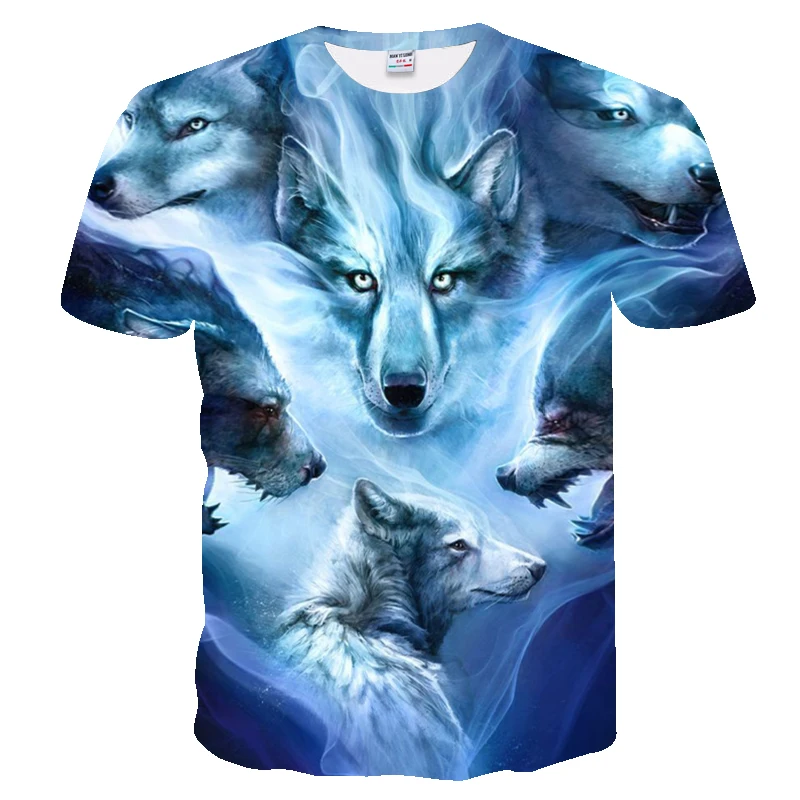 Футболка с 3D принтом волка крутая забавная футболка животными мужские футболки