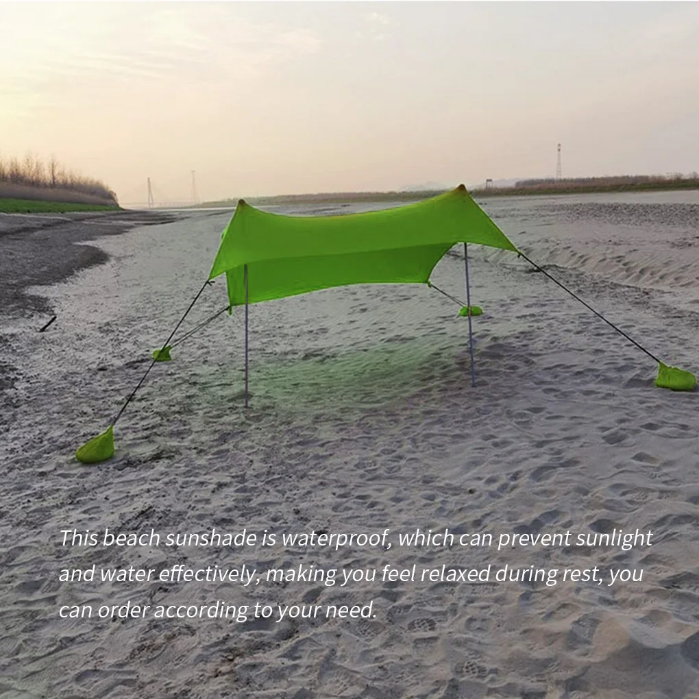 저렴한 패밀리 비치 양산 경량 태양 그늘 텐트 Sandbag 앵커 4 무료 Pegs UPF50 + UV 대형 휴대용 캐노피 드롭 배송