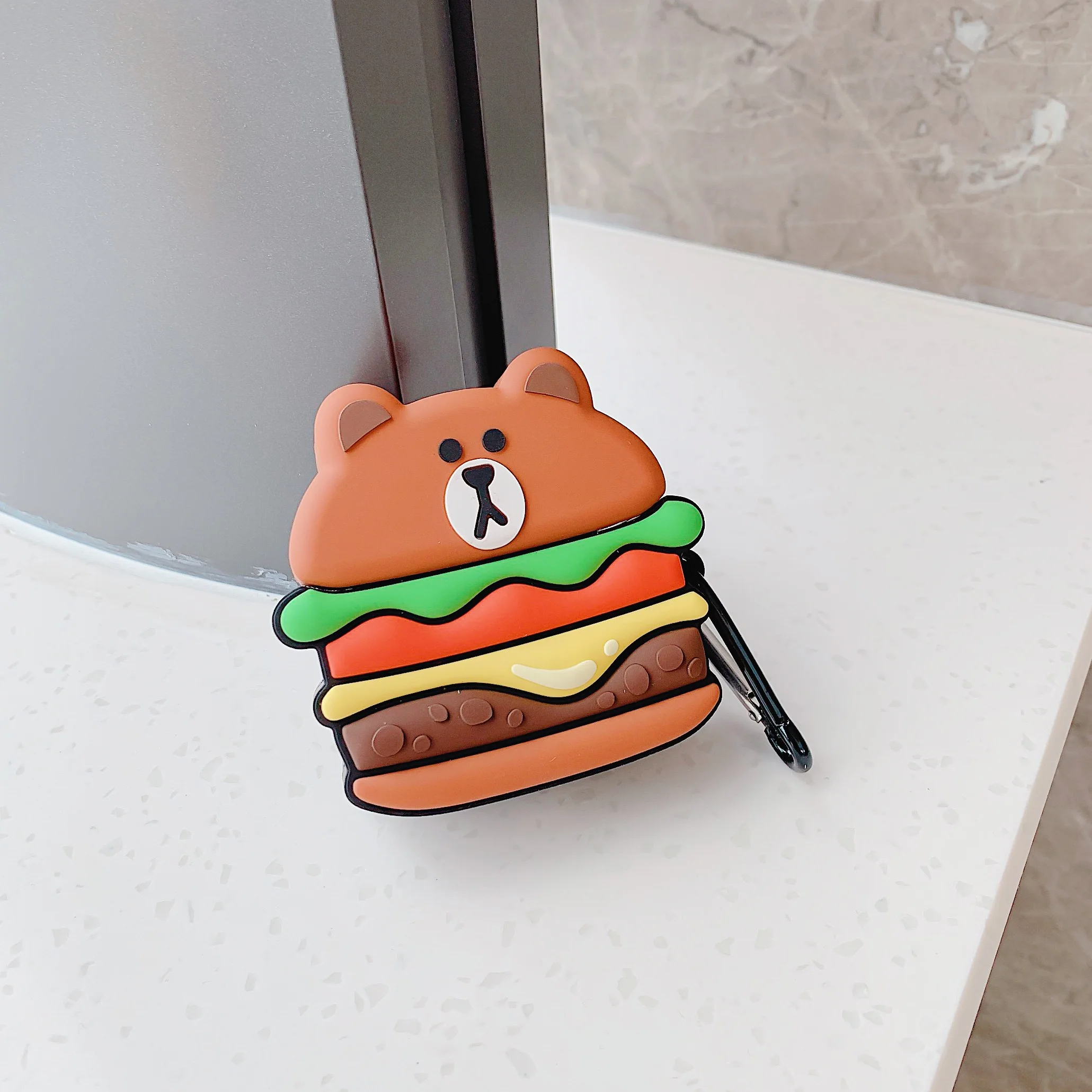 Гамбургер медведь чехол для наушников Airpods силиконовый мультфильм милые
