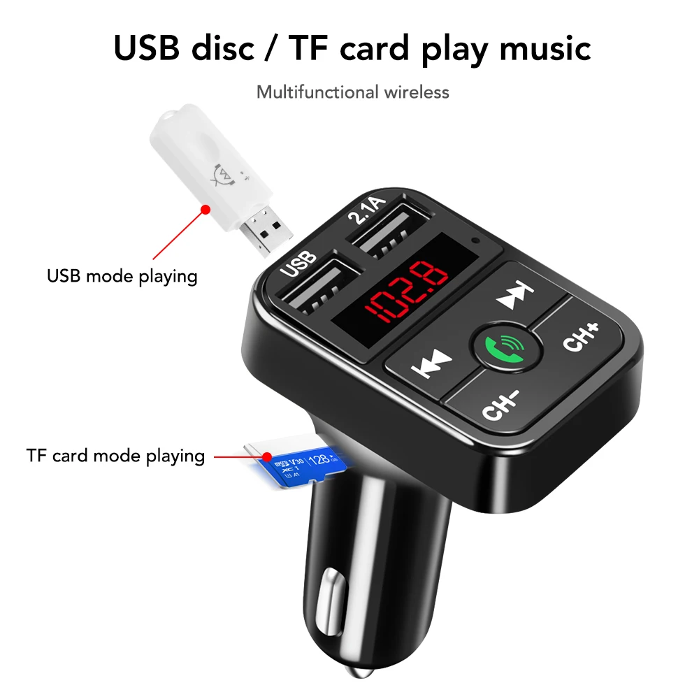 Автомобильный FM-трансмиттер с поддержкой Bluetooth 5 0 и двумя USB-портами | Автомобили
