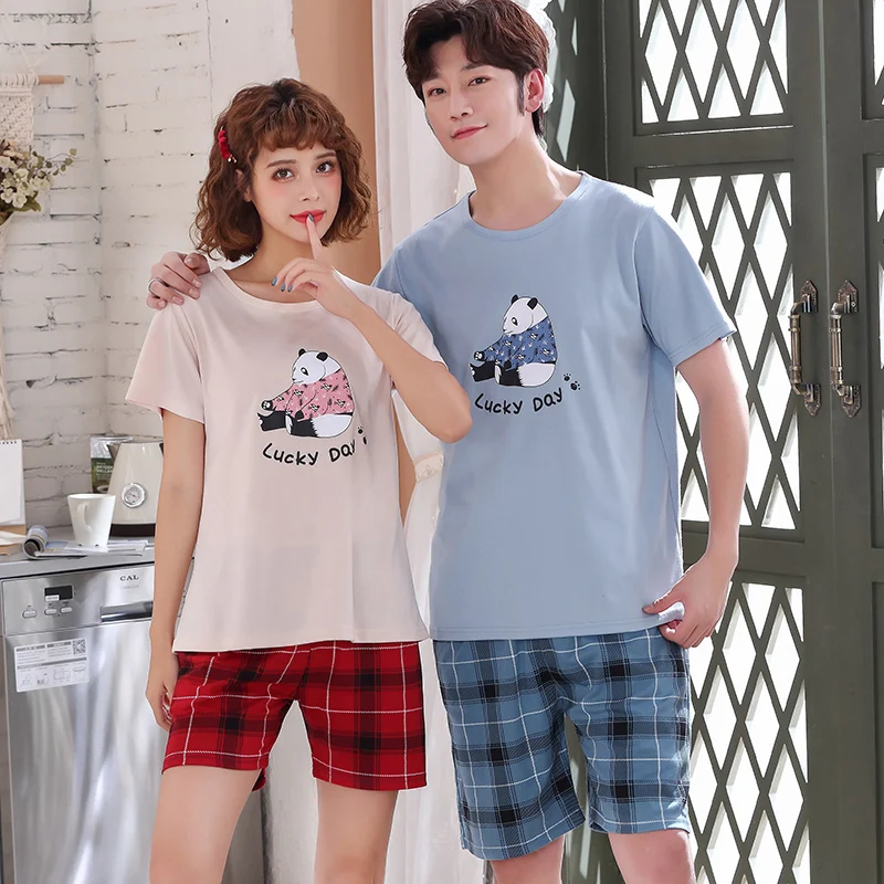 Пуловер с коротким рукавом штаны пижама 6535 хлопок летние парные жакеты для