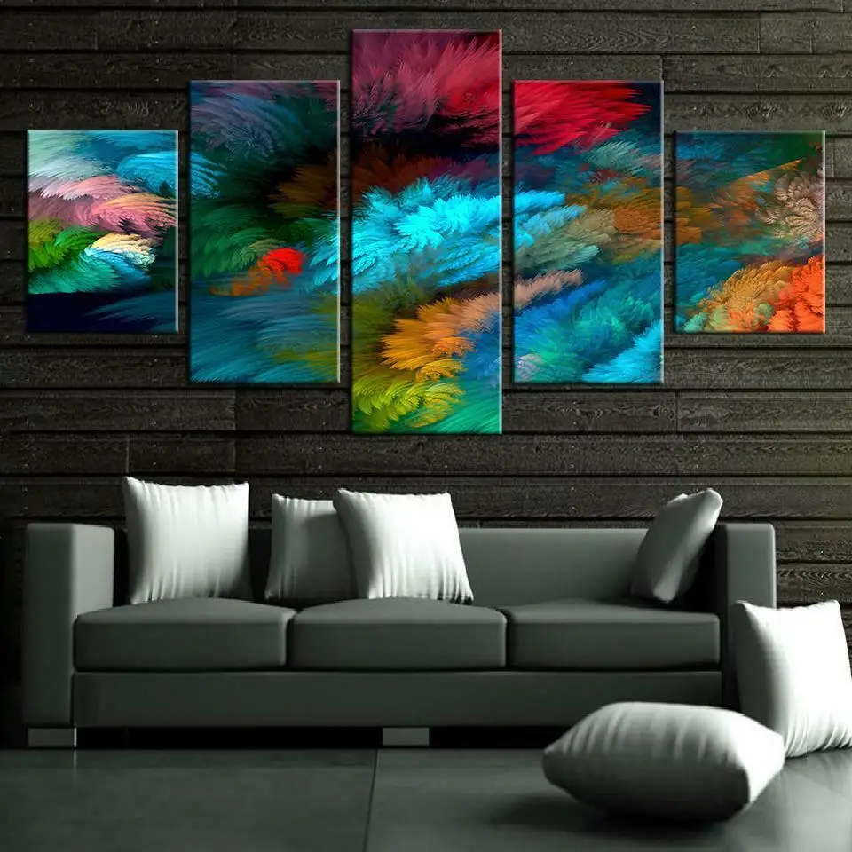 

Картина с абстрактным красочным дисплеем, 5 шт., Современный домашний декор для стен холст, HD-печать, Картина на холсте для гостиной