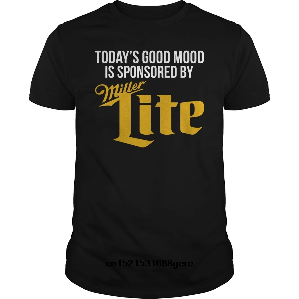 Забавная Футболка Gildan Todays хорошее настроение спонсируется Миллером Lite Мужская