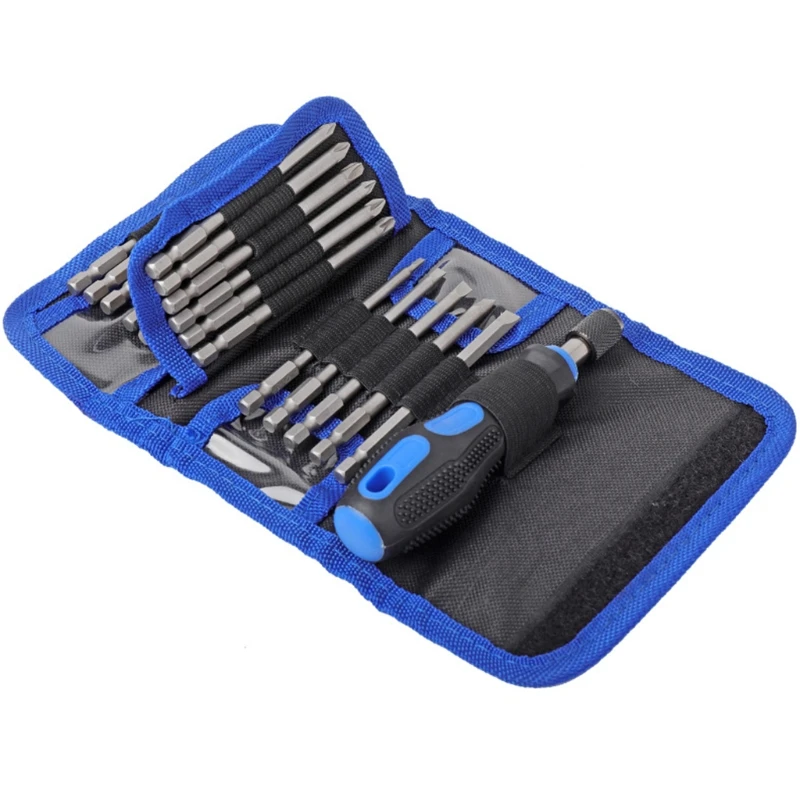 

100mm Length Screwdriver Bits Set with Handle & Pouch Cr-V Steel Security Bits Torx /Slotted/Hex/Phillips/Tapping Bits