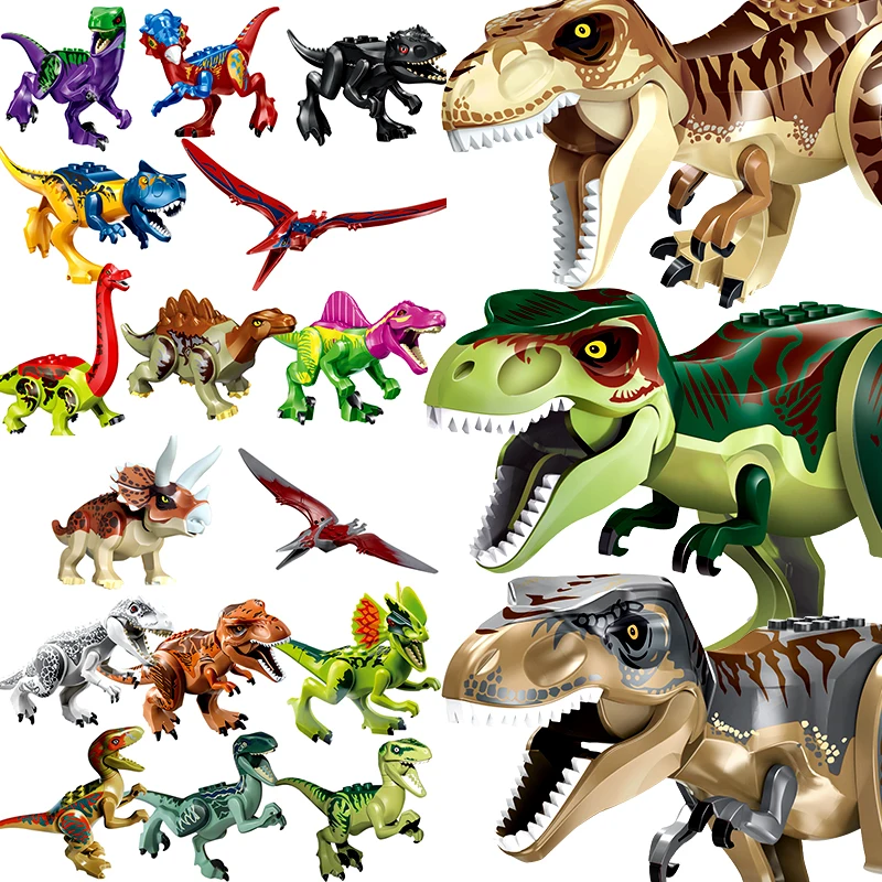 

Jurassic Dinosaurs Figures World 2 Bricks Boys Gift Tyrannosaurus Indominus Rex I-Rex Dinosuar Assemble Building Blocks Kids Toy