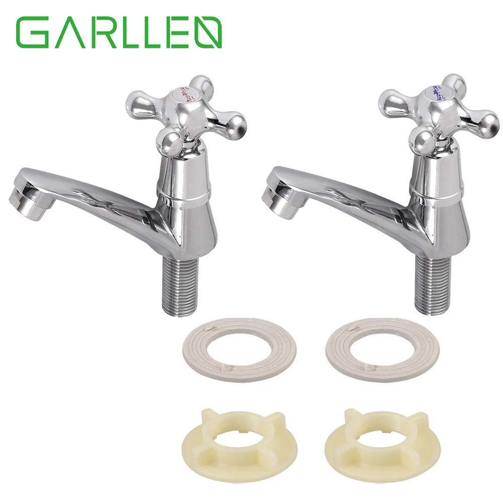 

GARLLEN 2pcs Chrome Plated Basin Taps Twin Hot&Cold Pair Tap Restoration Hardware for Traditional Bath Bathroom Basin&Sink