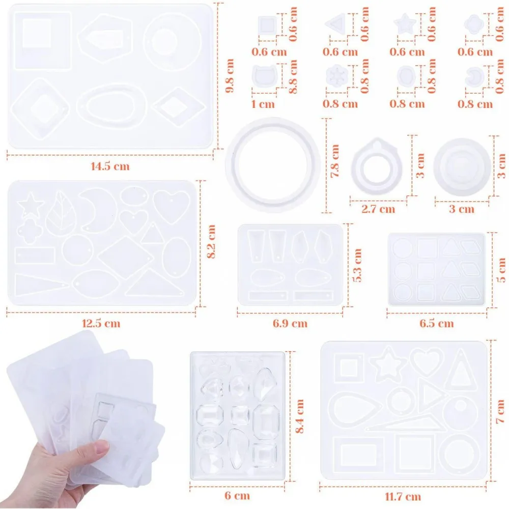 

DIY Epoxy Silicone Resin Volley Silicone Mold Necklace Hanging Pendant Ring Earrings Jewelry Fittings Production Set