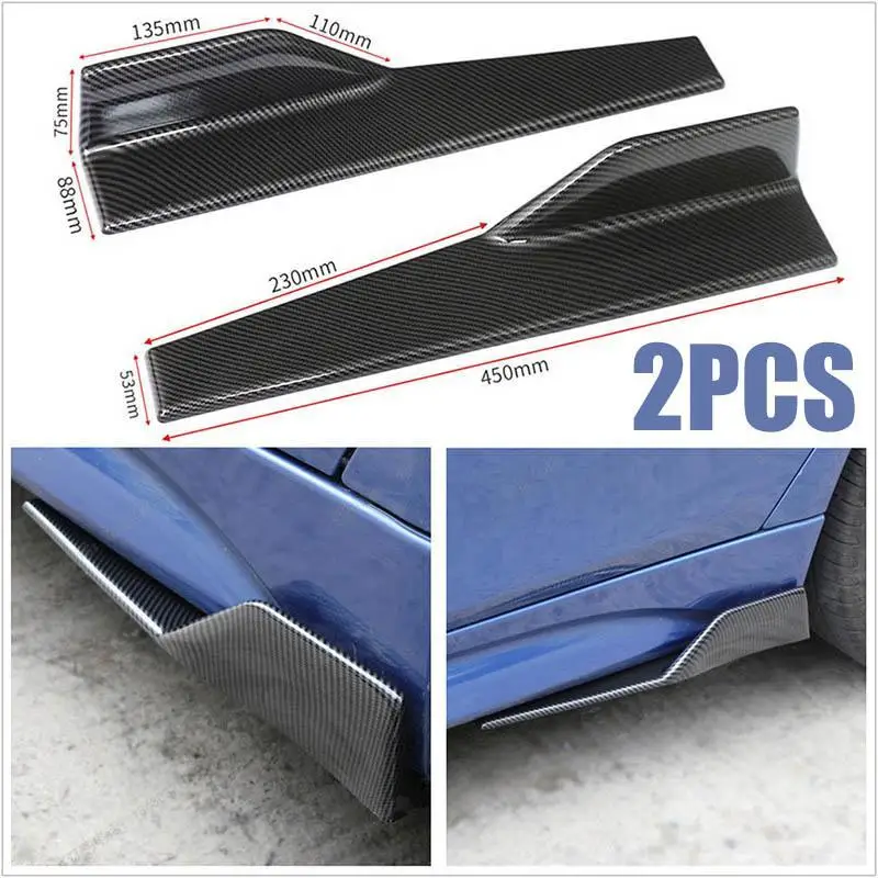 

2Pcs Carbon Fiber Universal 45cm Car Side Skirt Rocker Splitter Winglet Side Wing Bumper Lip Bumper Side Skirts Car Body Styling