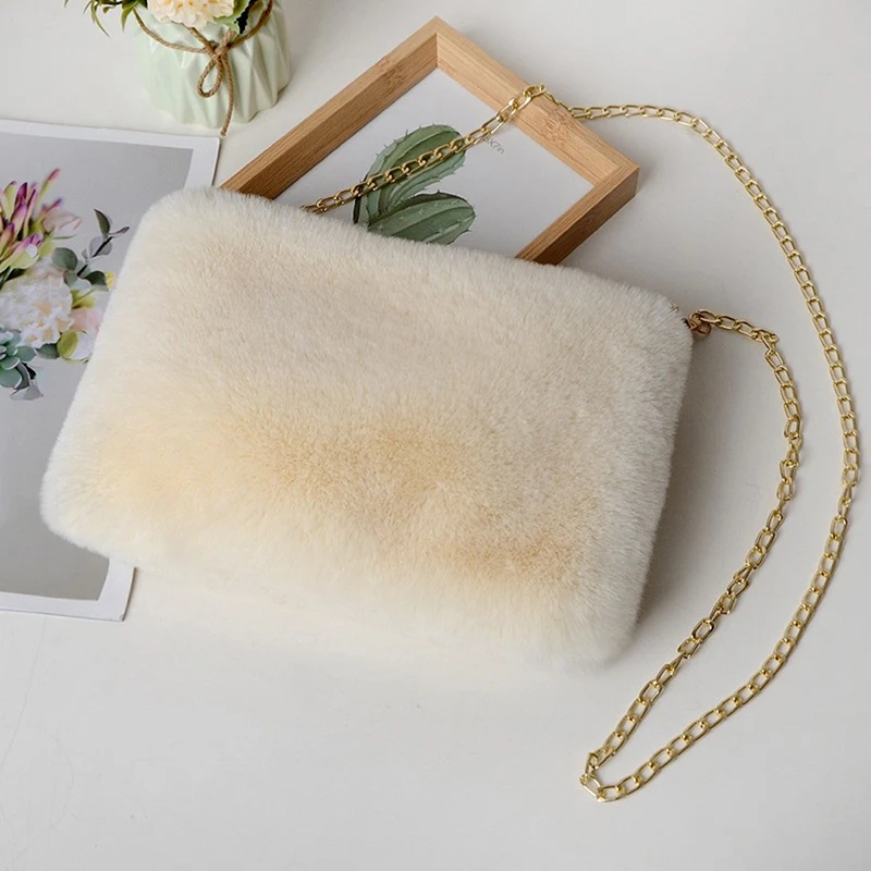 Faux Fur Crossbody Bags For Women Autumn Winter Plush Purses And Handbags Female Phone Shoulder Bag Girls Wallet | Багаж и сумки
