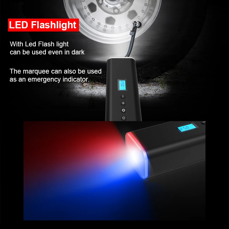 Precio Bomba De Aire Eléctrica Portátil Para Coche, Inflador De Neumáticos Inteligente De Coche Recargable, Con Luz De Emergencia Inalámbrica USB, 150PSI