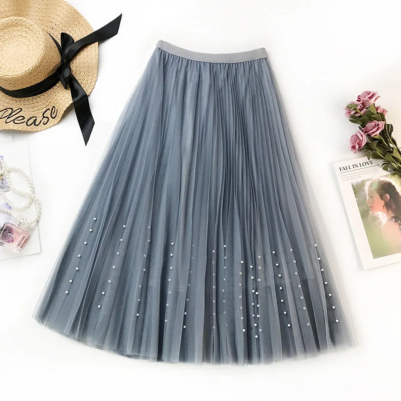 Весенняя черно-белая Тюлевая юбка эластичная высокая талия Женская феи