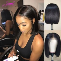 8 16inch human hair wigs for women bob 100 virgin indian straight for black women lace front blunt cut bob perrusue bresilienne