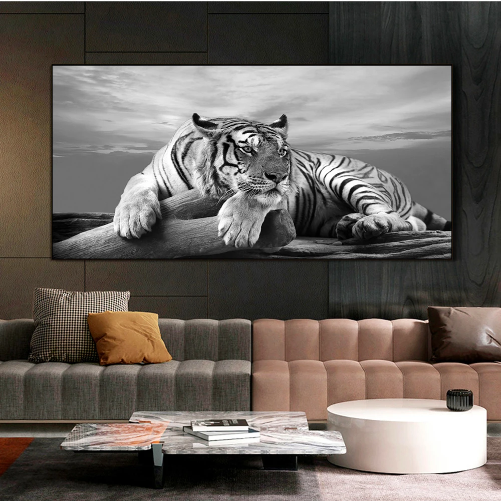 

Black And White Animal Tiger Art Prints Wall Art Pictures Canvas Painting Abstract Canvas Tigers Poster Painting Home Decoration
