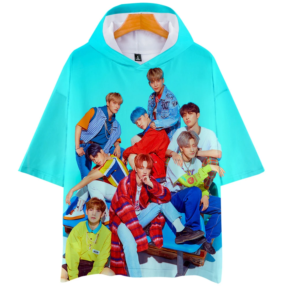 ATEEZ 3D Футболка с принтом женская мода Harajuku Повседневная Хип Хоп короткий рукав Kawaii Популярная 3D футболка с капюшоном XXS-4XL